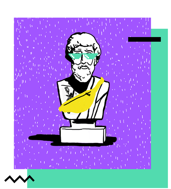 Cartoon statue of Plato